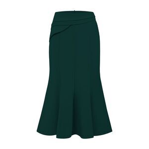 Midi Mermaid Skirt Work High Elastic Waisted Fishtails Skirts Green Blue